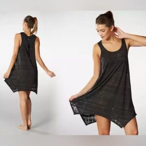 Neesha Athleisure Tank Dress Size S/M Black Sharkbite Hem Swim Coverup Cover